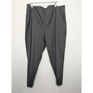 Soft Surroundings NWT Black Straight Leg Crochet Hem Mini Boot Crop Pant Size 3X